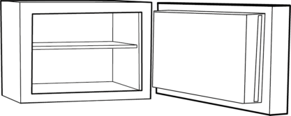 Dessin technique : Coffre-fort anti effraction Newton S1 40L ouvert en vue de trois-quarts