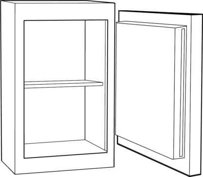 Dessin technique : Coffre-fort anti feu et anti effraction Newton S2 45L ouvert en vue de trois-quarts